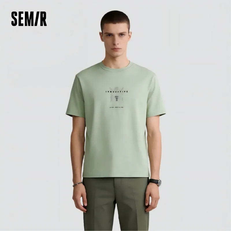 Semir Mens Tshirt 2026 Gradient Letter Printed Premium Texture Casual Versatile Soft Comfortable Daily Wear