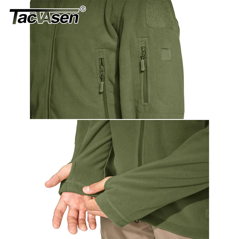 TACVASEN Men's Hoodie Fleece Jacket Fall Winter Warm Full-Zip Outdoor Hiking Working Camping Coat with Multiple Zippered Pockets