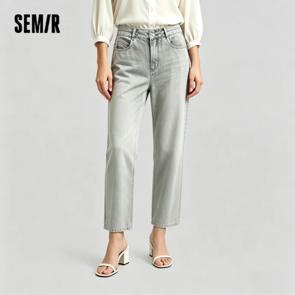 ខោខូវប៊យ Semir សម្រាប់នារី មានអារម្មណ៍ត្រជាក់ បែប Vintage លាងដៃ ជើងធំ សាមញ្ញ មានផាសុកភាព ម៉ូដឆ្នាំ 2026 ស្លៀកប្រចាំថ្ងៃ ធម្មតា ផ្លូវ