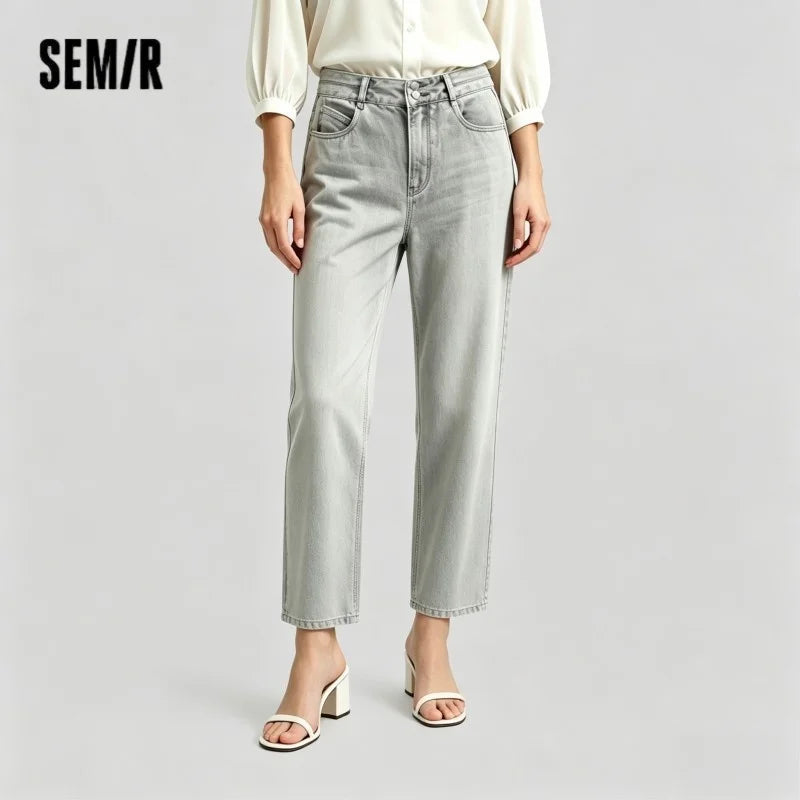 Semir Women Jeans Cool Feeling Vintage Washed Wide Leg Simple Comfortable Fashion 2026 Casual Street Daily Wear
