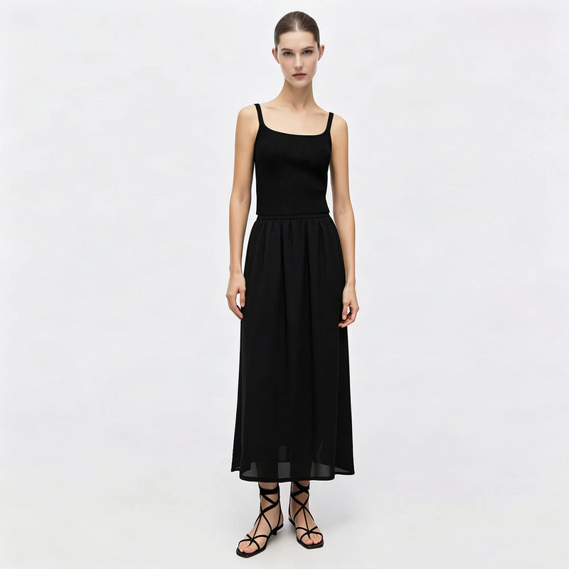 Amii Women's Long Skirt 2026 Summer New Eleant Cutout Tie Loose Fit A-Line Skirt Solid Casual Flowy Women's Clothing 12622127