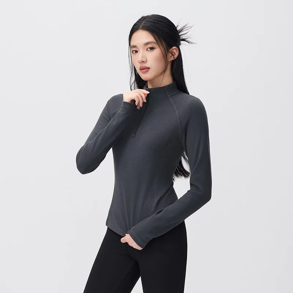 អាវយឺតប៉ាក់ Semir សម្រាប់នារី ពាក់កណ្ដាលមានហ្ស៊ីប ក កម្ដៅ ស្ដើងសម ដៃអាវ Raglan រចនាបន្ទះ 2026 សម្លៀកបំពាក់រដូវរងាថ្មីប្រចាំថ្ងៃ