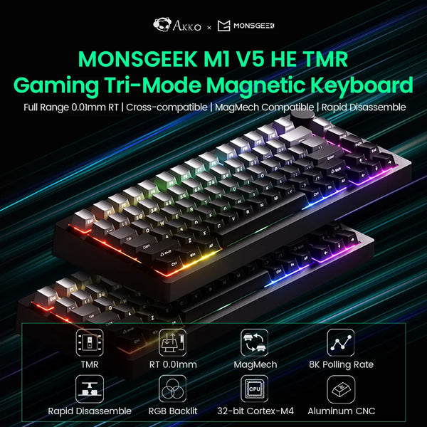 Akko MONSGEEK M1 V5 TMR Rapid Trigger Gaming Keyboard with Magnetic/Mechanical Switches 8K RGB Hot-swap Aluminum Keyboard Gasket