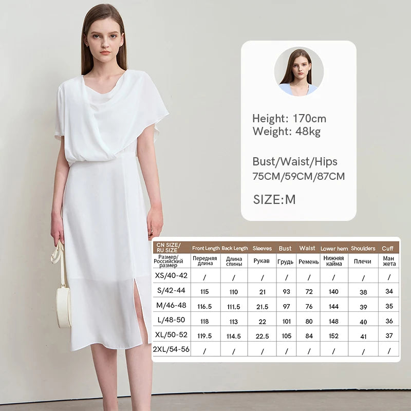 Amii Minimalist Light Luxury Dress 2026 Summer New Office Lady Elegant Ruffle Short Sleeves Swing Neck Midi Dress Robe 12552097