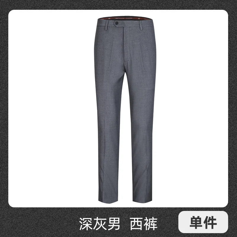 2026 New Women's Blue Plain-colored Slacks, Non-iron Men's Business/office Formal Trousers, Available in Black, Gray.