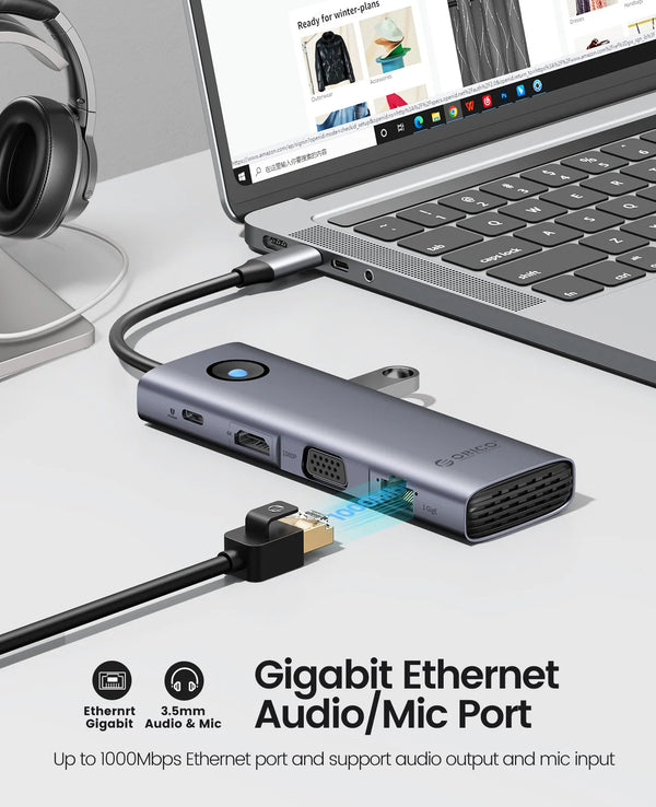 ORICO Docking Station Type C HUB to 4K60Hz HDMI-compatible USB 3.0 Adapter RJ45 PD100W Charge For Macbook Pro Laptop Accessories