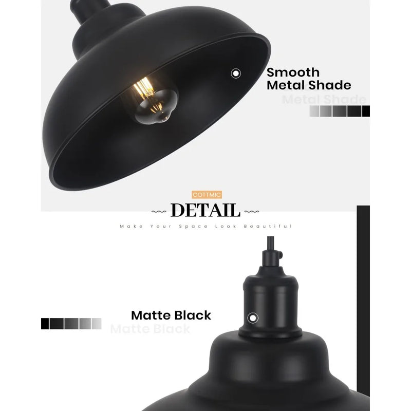JOYINLED Retro Black Pendant Light Industrial Hanging Lights Metal Barn Farmhouse Kitchen Lighting E27 Ceiling Mount Fixture