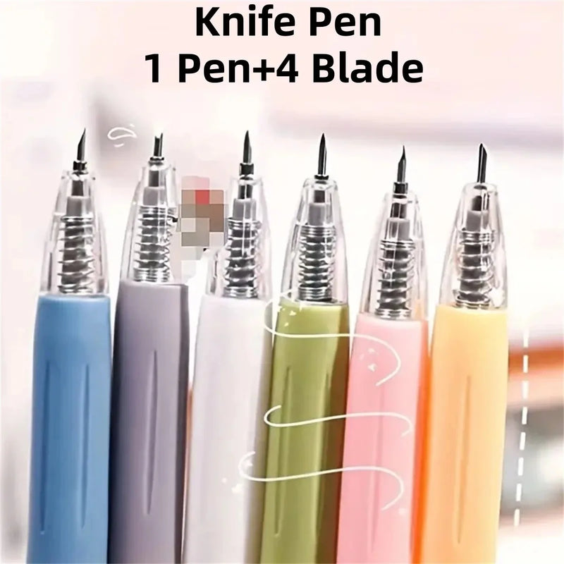 1+4PCS/5PCS Pen Knife Mini Press Piece Pen Function Mini Account Sticker Art Knife Paper Art Knife Pen Cutting Paper Knife
