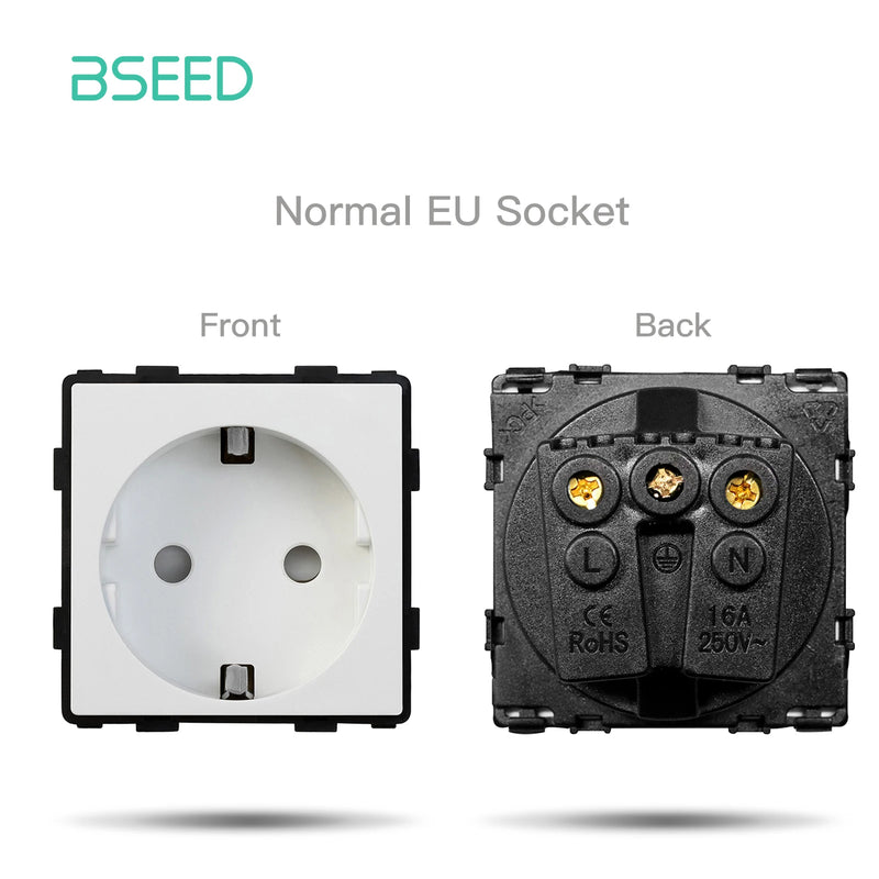 BSEED Matter Touch Light Switch Part Glass Panel Only Smart Switch Work With Tuya Smart Life APP EU Socket Outlets Module