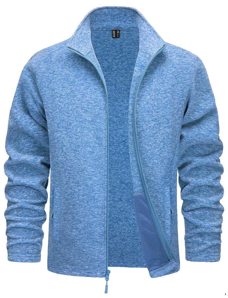 TACVASEN Lightweight Full Zip Fleece Jackets Mens Spring Casual Jacket Outdoor Sportswear With Pockets Stand Collar Outwear Tops