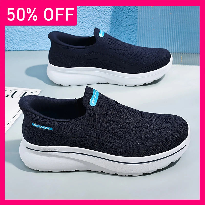 New Unisex Walking Shoes Trendy Mesh Breathable Outdoor Fitness Shoes Soft Sole Wear-resistant Anti Slip Comfort Tennis Shoes