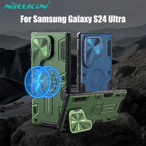 For Samsung Galaxy S24 Ultra Case NILLKIN CamShield Armor Prop Flip Lens Bracket Case With Kickstand For Samsung S24 Ultra Cover