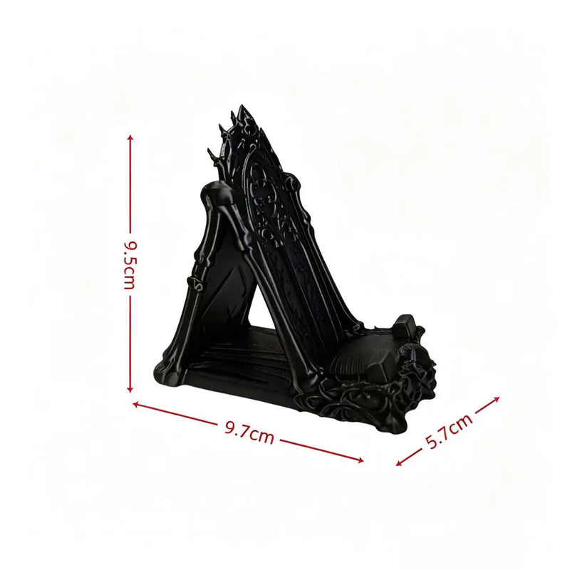 3D Printed Gothic Tracery Window Phone Stand, Dark Skull Ornament for Halloween, Desktop Holder for Phone & Tablet