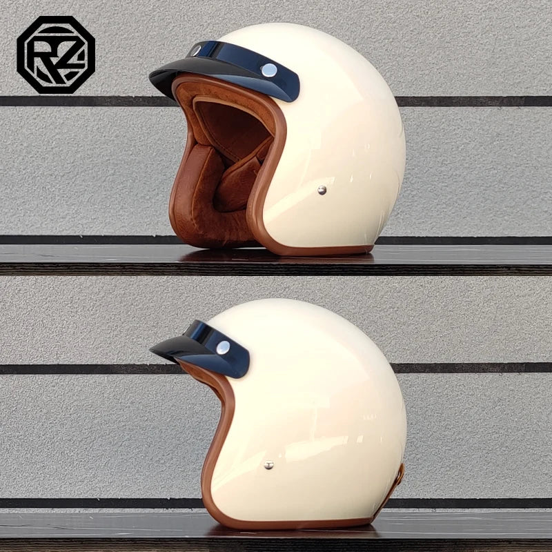 Retro 3/4 Leather  Helmet Motorcycle Helmet Open Chopper Bicycle Helmet Casque Casco Motocicleta Capacete Helmet