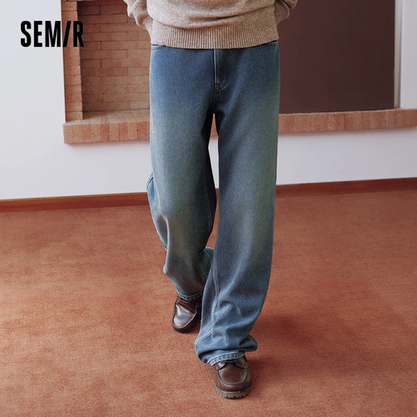 ខោខូវប៊យ Semir សម្រាប់បុរស រចនាបថបុរាណ រលុង ជើងត្រង់ ឆ្នាំ២០២៦ ថ្មី រដូវរងា ស្លៀកប្រចាំថ្ងៃ ស្ទីលទីក្រុង ធម្មតា អាកាសធាតុត្រជាក់ ស្លៀកជាស្រទាប់ៗ