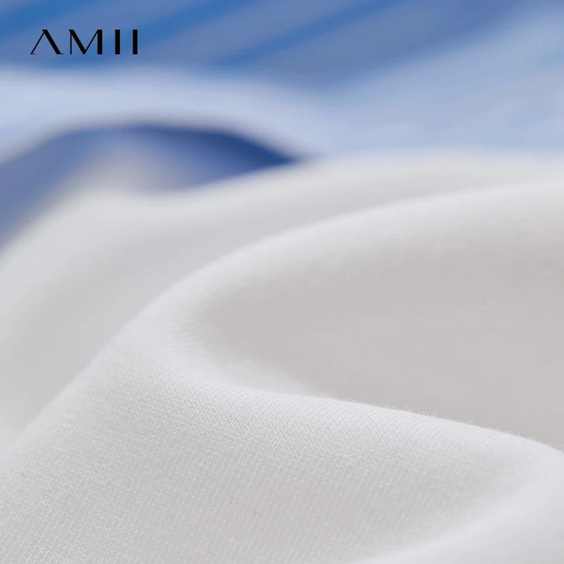 រ៉ូបរដូវក្តៅ AMII Minimalism សម្រាប់នារី កអាវខ្លី ដៃខ្លី ឆ្នូតយឺត ពណ៌ផ្ទុយ រ៉ូបចូលរួមពិធីជប់លៀង 12542262