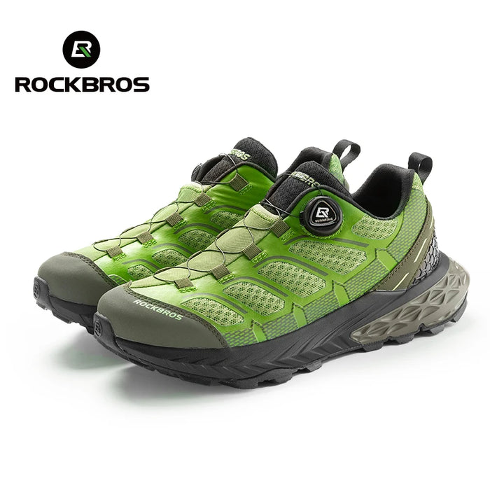 ROCKBROS Sports Shoes Men Cycling Outdoor Activity Footwear Soft Breathable Shoes Women Hiking Climbing Camping Non-slip Sneaker Green