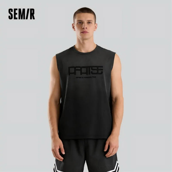 អាវកាក់បុរស Semir ឆ្នាំ ២០២៦ ដៃខ្លី កប្បាសសុទ្ធ បោះពុម្ពអក្សរ ពណ៌ប្រផេះ អាវប៉ាក់ កមូល ស្មាធំទូលាយ ធម្មតា ទន់ ពាក់ប្រចាំថ្ងៃ