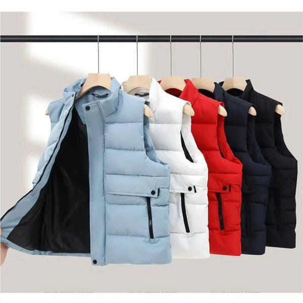 Winter down and cotton jacket for outdoor wear simple and fashionable keep warmth Work jacket collarless blouse custom logo