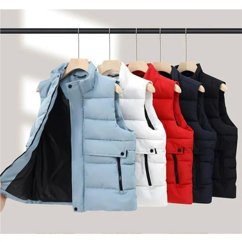 Winter down and cotton jacket for outdoor wear simple and fashionable keep warmth Work jacket collarless blouse custom logo