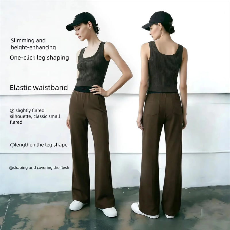 Amii Women's Flare Pants 2026 Summer New Color Block Elastic Waist Air Layer Trousers Casual Versatile Pants For Women 12622154