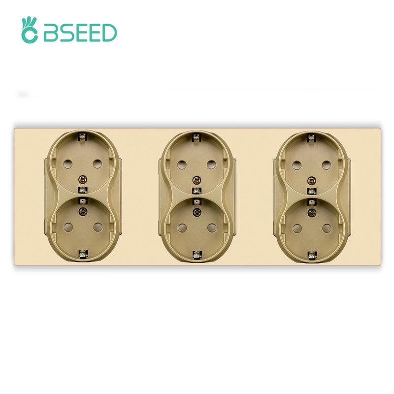 BSEED EU Wall Power Double Sockets Dual Power Outlets Electrical Plug Plastic Panel White Black 110-250V for Home Office