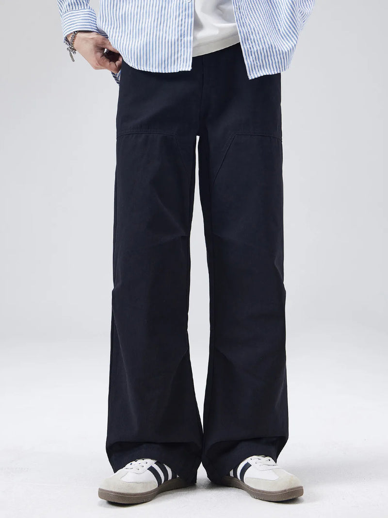 DUKEEN Men's Heavyweight 100% Cotton Cargo Pants Japanese Streetwear Loose Straight Leg Wide Leg Paratrooper Casual Pants