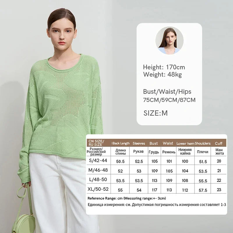 Amii 2026 Minimalist Autumn Round Neck Shoulder Sleeves Hollow Knitted Sweater Hole Picking Jacquard Craft Loose Top 12541142