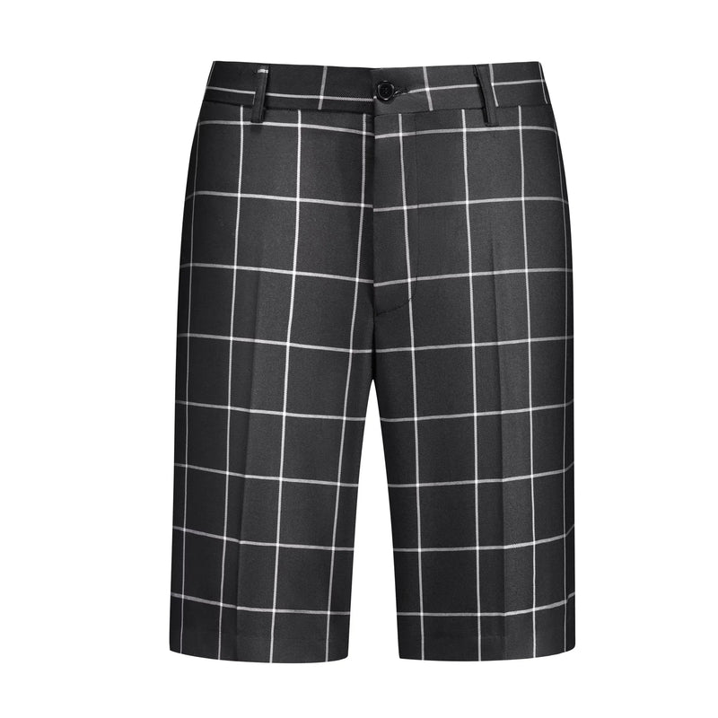 2026 Summer New Arrivals: Men's Black Checkered Suit Shorts (Asian Sizes), Red Slim-Fit Knee-Length Pants.