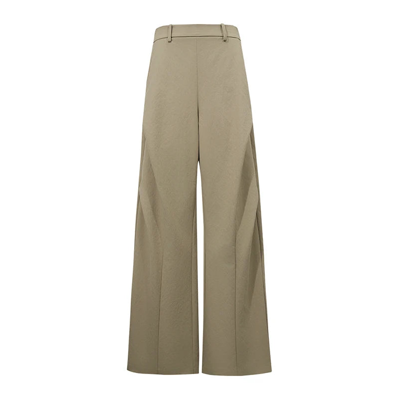 Amii Women Pants 2026 Autumn New Modern Pleated Basic Loose Wide Leg Pants Casual Solid Color Versatile Women Trousers 12643007