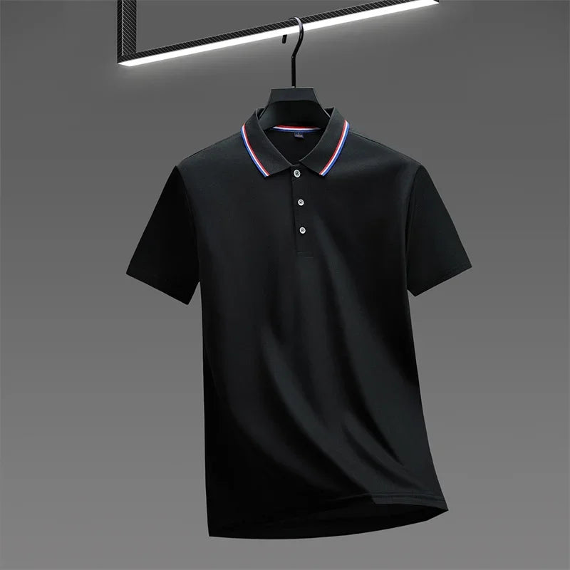 Men's Casual Solid Color Short Sleeve Polo Shirt Summer 2025 Fashionable Comfortable Versatile Top for Men