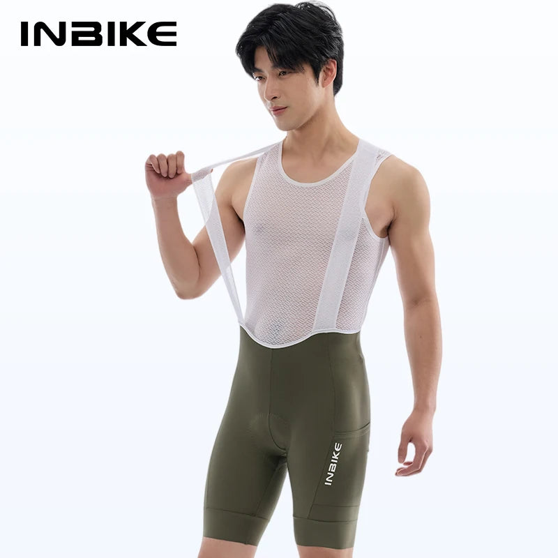 INBIKE Summer Cycling Bibs Men Long Riding Pad Bicycle Biking Clothing Bike Bib Shorts with Pockets MTB Cycling Pants Quick Dry