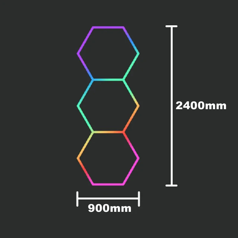 ភ្លើងពិដាន LED RGB Hexagon Garage Light Honeycomb 110-265V សម្រាប់លាងរថយន្តជួសជុលចង្កៀងតុបតែងភ្លើងពិដាន APP Control