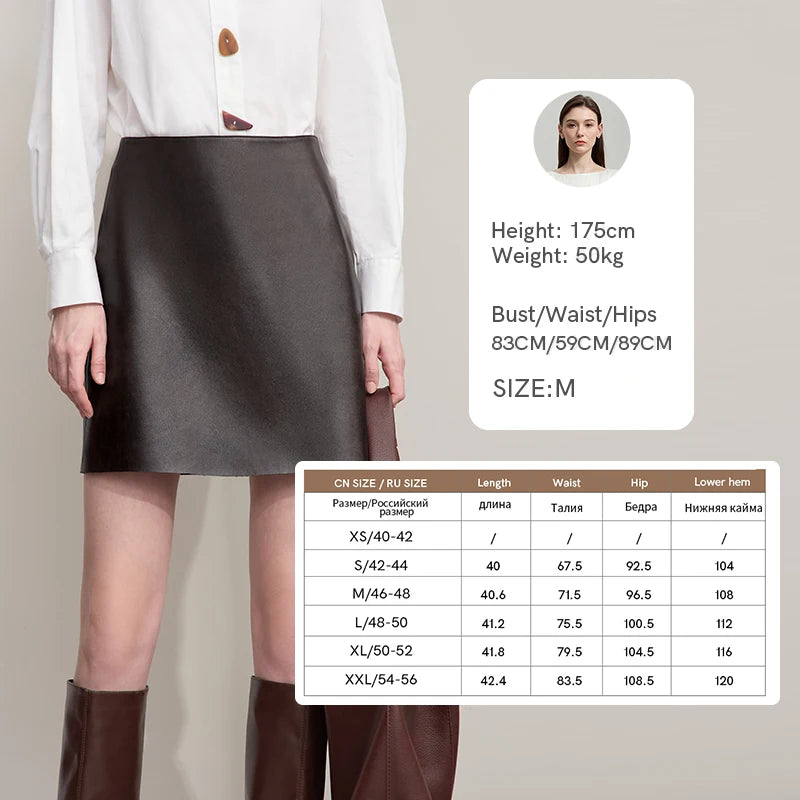 AMII Mini Skirt 2026 Autumn New Modern Retro Clothing Ladies Solid Versatile A-shaped PU Leather Short Skirts For Woman 12513022
