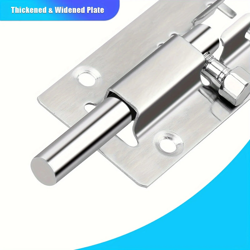1/2pcs Barrel Bolt Latch, 7.62Cm, Thickened, Stainless Steel, Door Slide Lock, Brushed Finish, with 12pcs Screws
