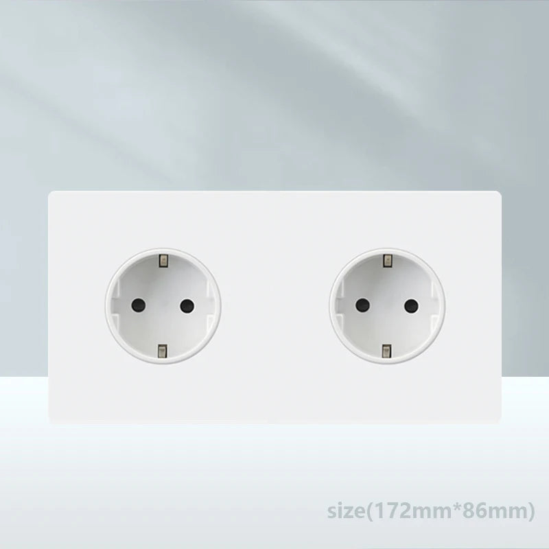 White Antique Stainless Steel Panel Wall Lamp Switch, Toggle Wall Dimmer Switch Socket EU USB Plug Socket 220V Electrical On Off