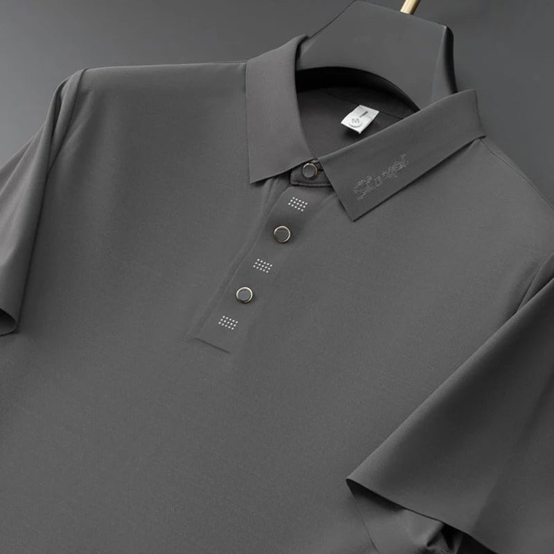 Men's Antibacterial Cooling Polo Shirt - UPF 50+ Sun Protection, Moisture Wicking & Odor Resistant, Quick-Dry Sport Top