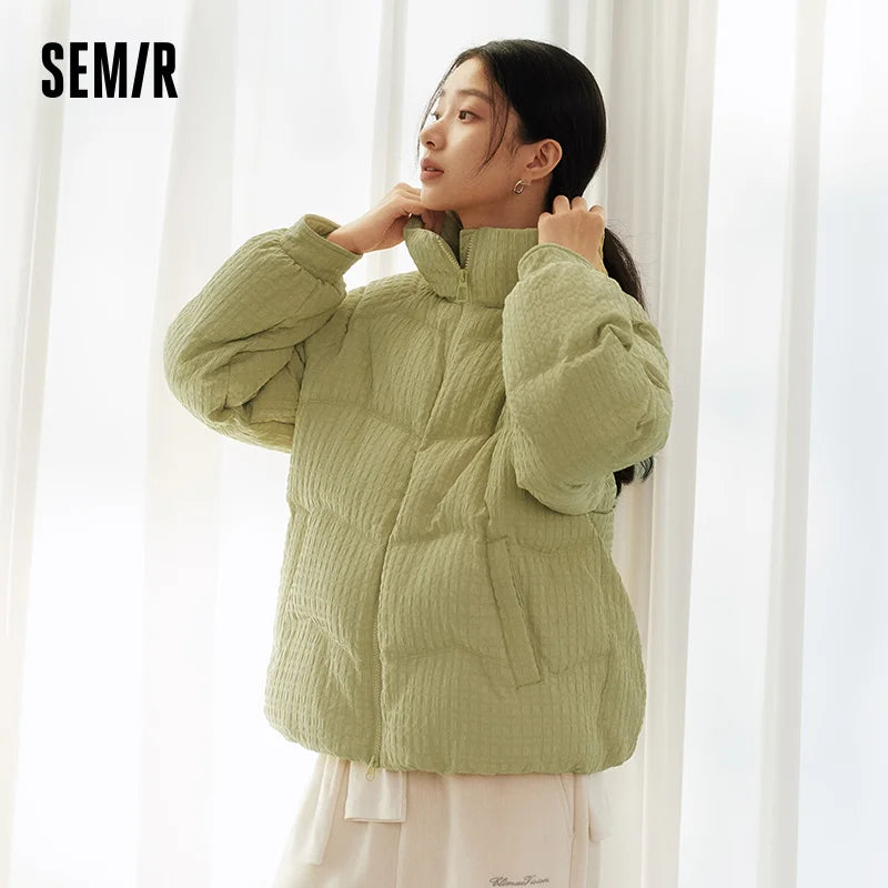 Semir Textured Down Coat Raglan Sleeve Women 2026 Winter Loose Fit Warm 80 Fill Power Soft Comfortable Casual Fashion Outerwear