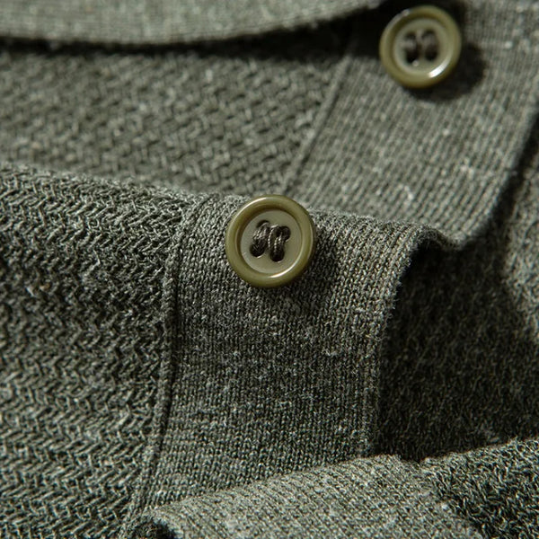 Men's Short Sleeve Polo - High Density 16-Gauge Knitted Tencel & Linen | Vintage Breathable Summer Shirt