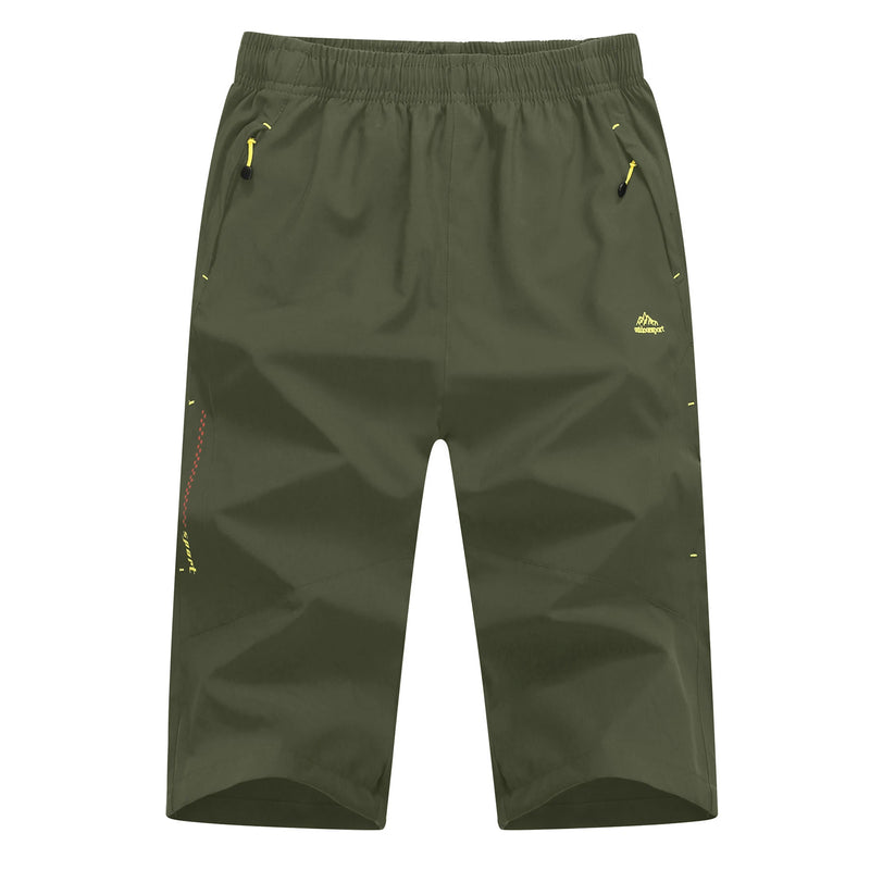 TACVASEN Men's 3/4 Long Pants Running Sports Capri Shorts Outdoor Walking Hiking Shorts Nylon Casual Below Knee Trousers Males