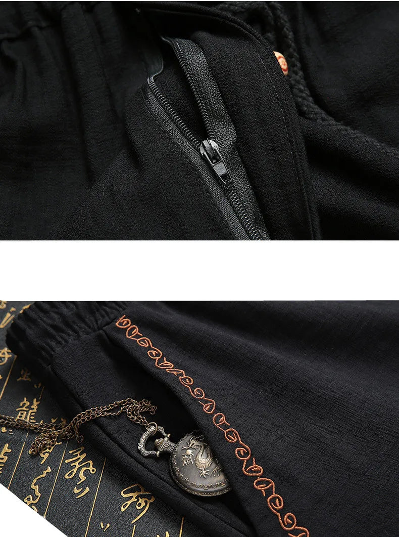 Men's Blue Two-piece, Tang-style Suit: A Chinese-style Single-breasted Stand-collar Jacket in Jacquard Fabric Paired with Pants.