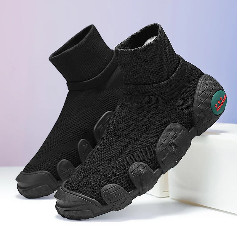 Mens Walking Shoes Trendy Breathe Mesh Fabric Anti Slip Wear-resistant Morning Exercise Jogging Outdoor Training Sneakers