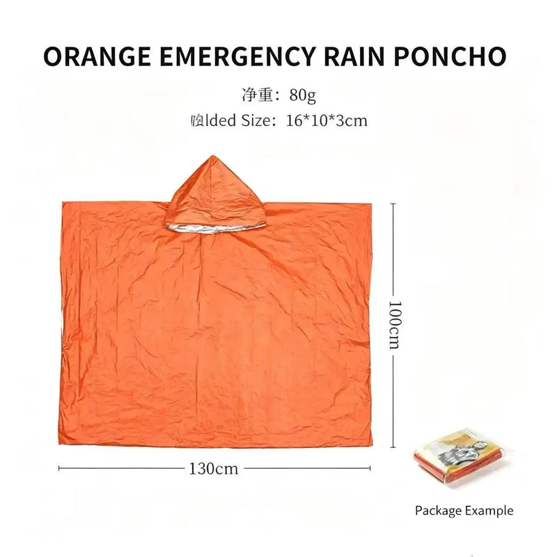 Long Thickened Emergency Rain Poncho Reflective Windproof Waterproof Portable Raincoat for Cycling Hiking Outdoor Camping