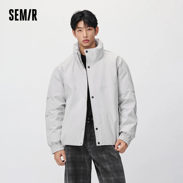 អាវក្រៅ Semir សម្រាប់បុរស ៨០ ភាគរយ ដៃអាវ Raglan កអាវឈរ ទំហំធំ សម រចនាបថទំនើប រដូវរងាថ្មី ឆ្នាំ២០២៦ សម្លៀកបំពាក់ប្រចាំថ្ងៃ