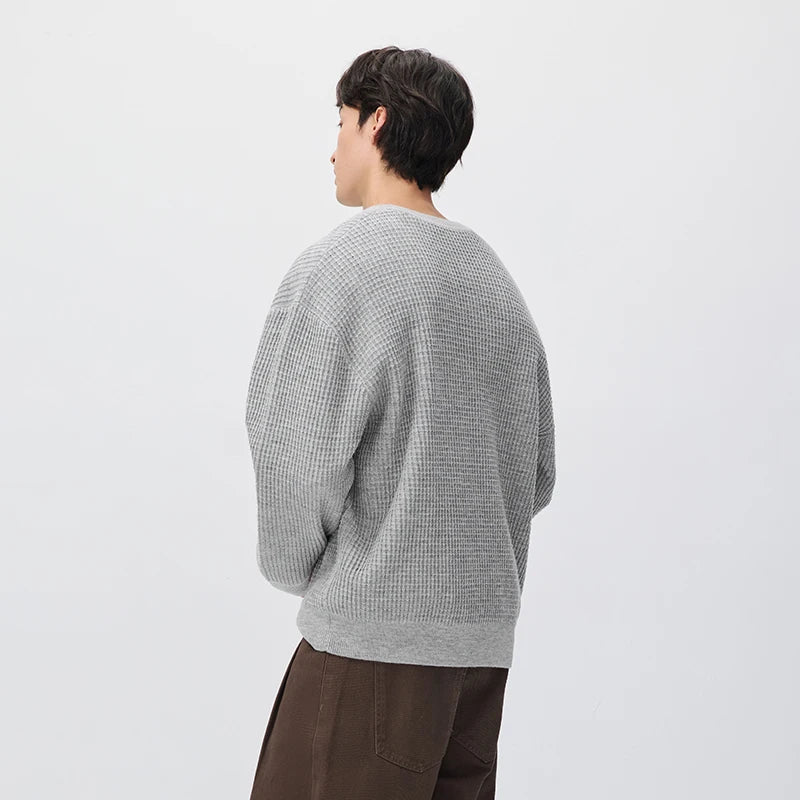 Semir Men Knit Sweater Waffle Knit Textured Solid Color Half Placket 2026 New Winter Daily Wear Urban Casual Style
