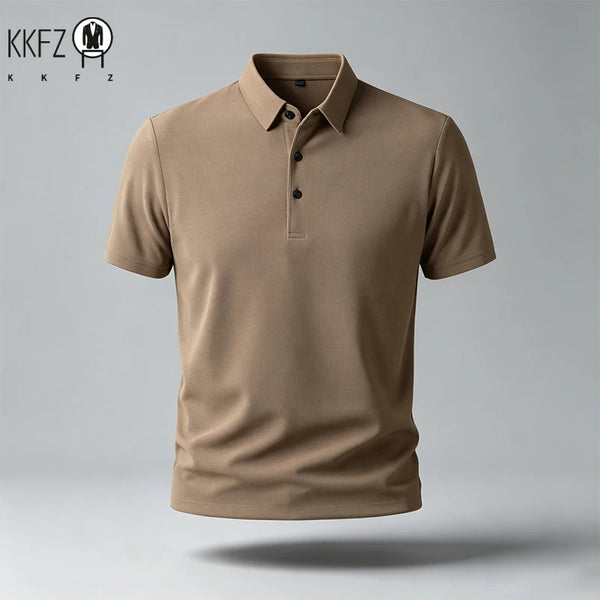 Men Regular Fit Short Sleeve Polo Shirt Lapel Collar Skin���Friendly Fabric For Street Style And Office Daily Commute Scenes
