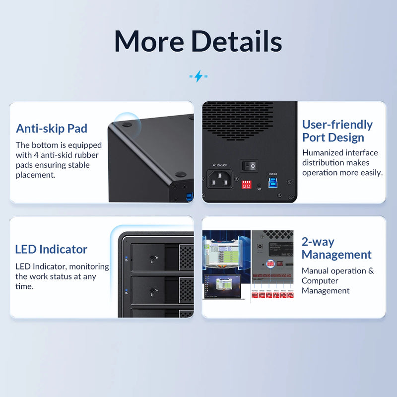 ORICO 95 Series 5 Bay 3.5'' USB3.0 HDD Docking Station Support RAID Mode Aluminum With 150W Power for Bitcoin Altcoins Mining