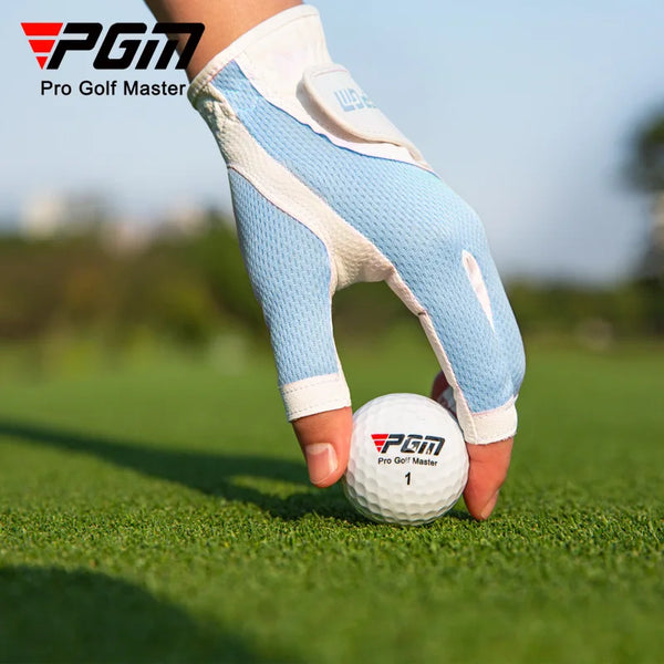 PGM 1 Pair Women's Open Finger Golf Gloves Breathable Mesh PU Sunscreen Finger Cover Left and Right Hand ST032