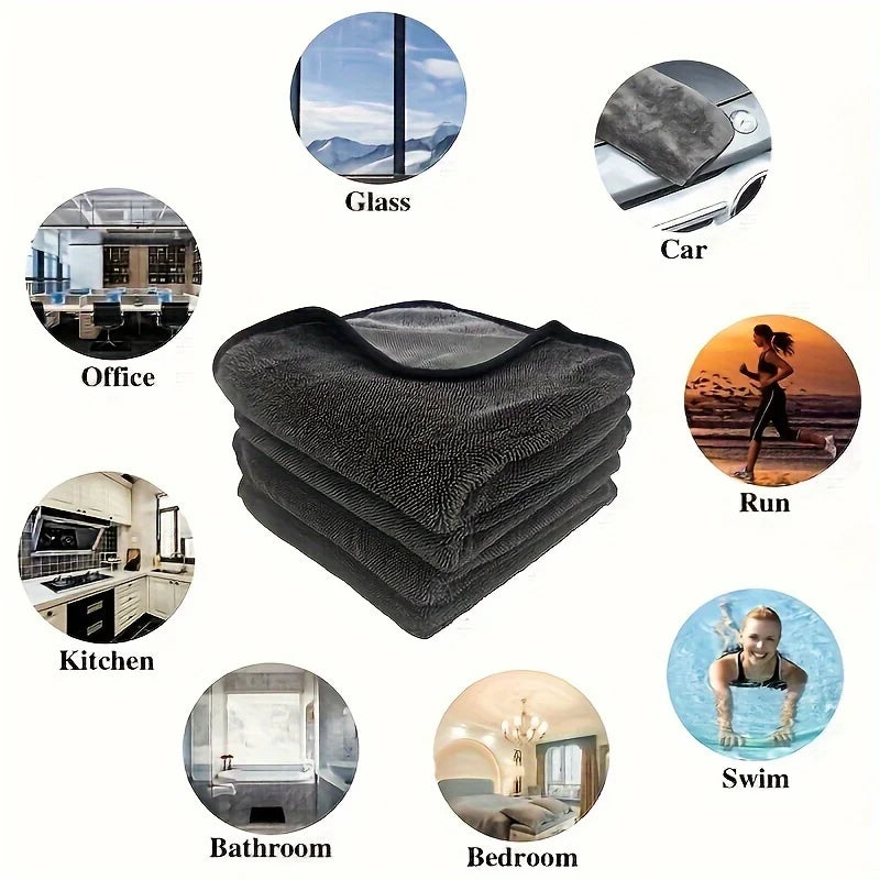 3pcs Streak-Free Ultra-Soft Magic Microfiber Cloths, Perfect for Motorcycle, Car, Glasses, Kitchen. Washable & Long-Lasting.