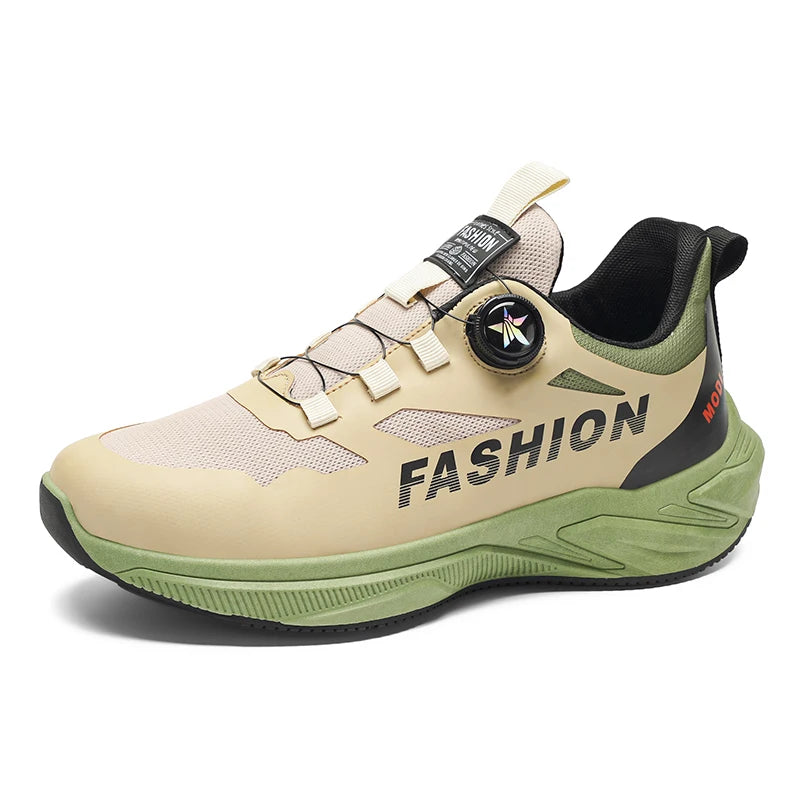 Men's rotating buckle casual sneakers four seasons new breathable lightweight outdoor running shoes students speed sport shoes